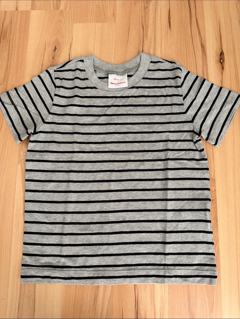 Boys Grey & Black Striped T-Shirt, Size 4